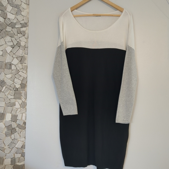 RW&CO Dress Women's Large Colour Block Long Sleeve Cropcore Comfy Sweaterdress - Picture 1 of 8